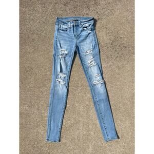 American Eagle Pants Women Size 2 X-Long Distressed Next Level Stretch Jegging